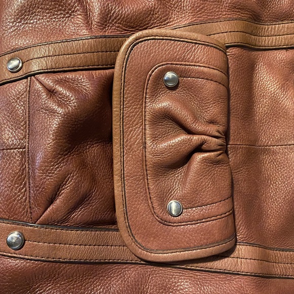 B Makowsky Large Brown Leather Purse Bag - Picture 3 of 10